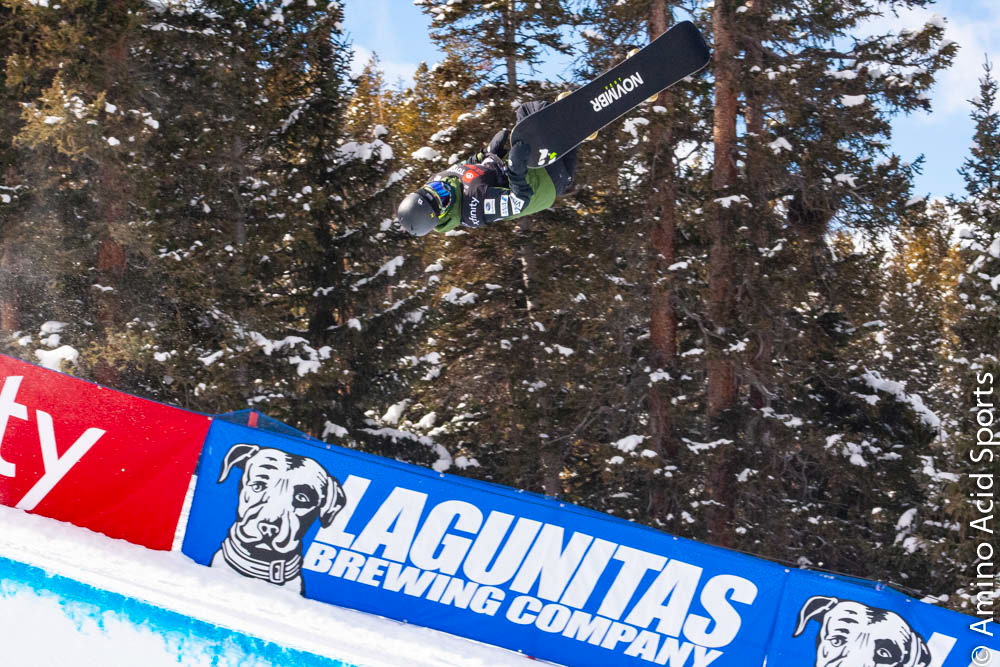 Ikko Anai of Japan tail grabs his 900* into his 2nd run at Copper's Hallfpipe