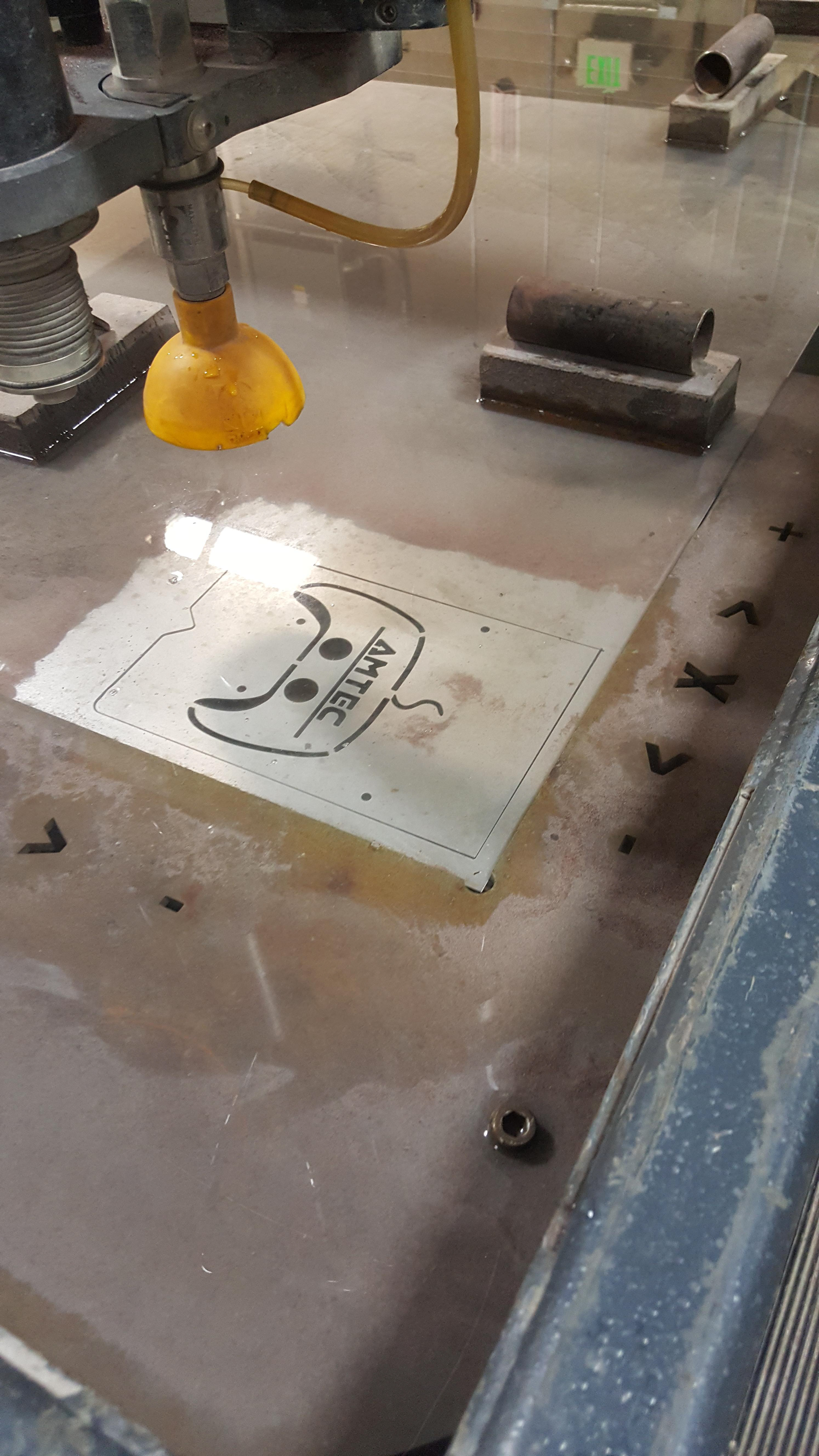 Photo of First Prototype on Water-Jet Cutting Table