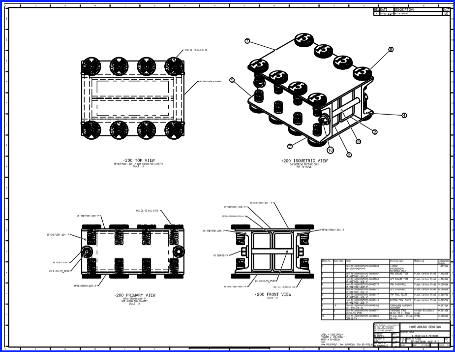 I-Beam Mold Fixture Assembly Drawing with Bill of Materials - CATIA 3D- Exp