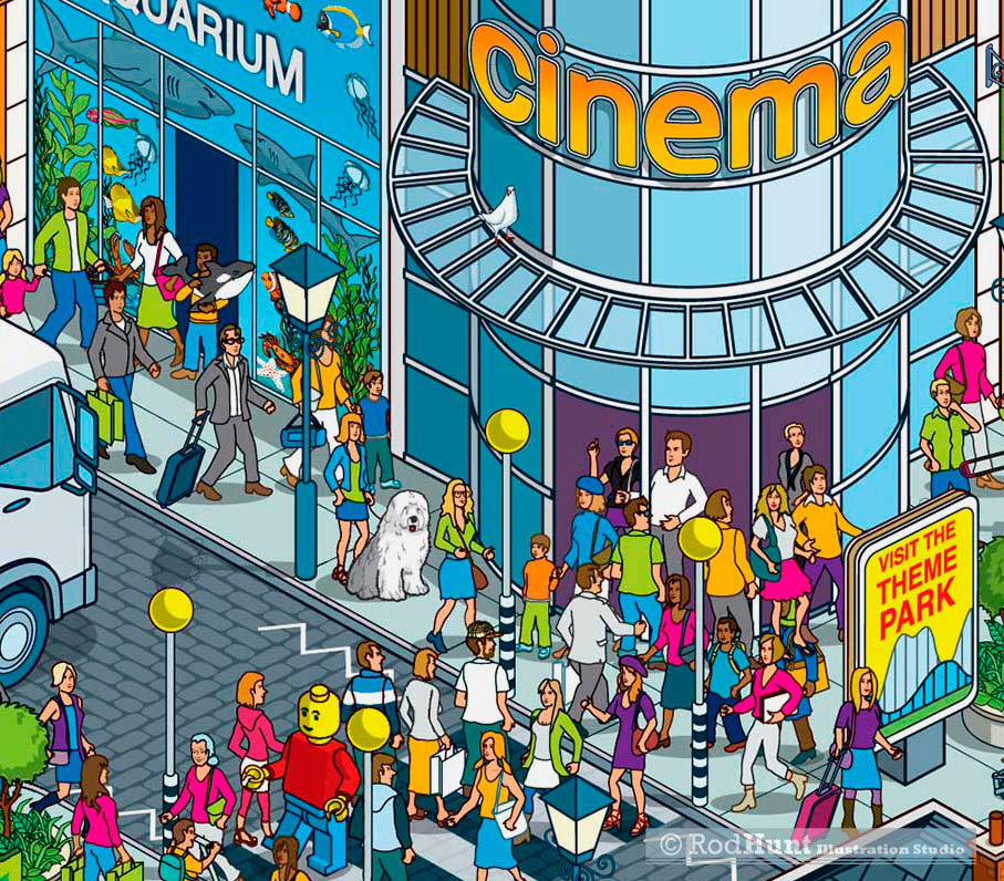 Town Centre Illustration for Marketing Promotion