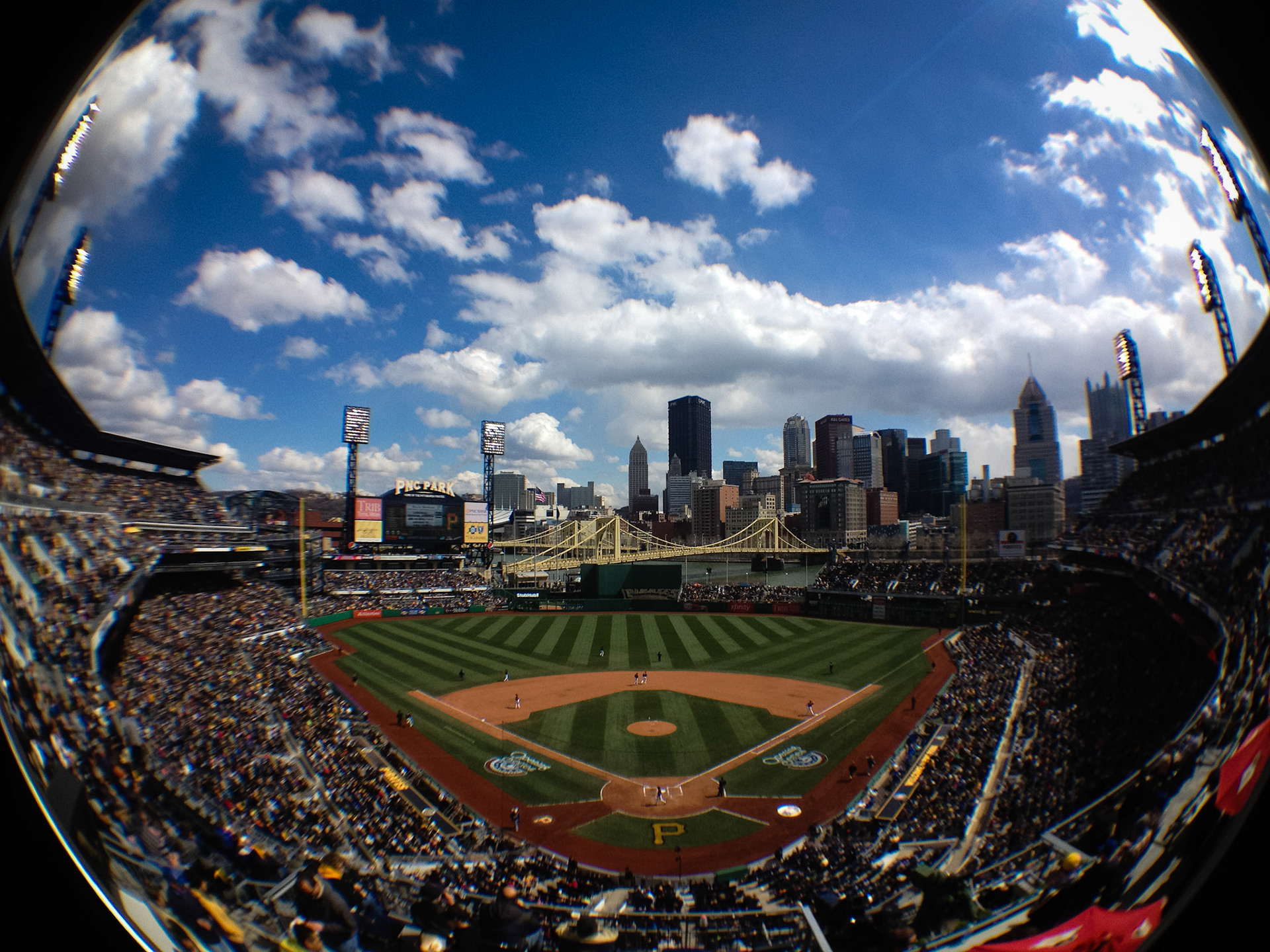 pnc park upper deck behind home plate pittsburgh skyline