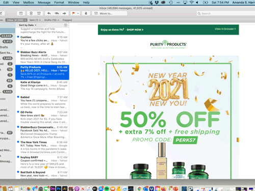 Purity New Years Promo Email