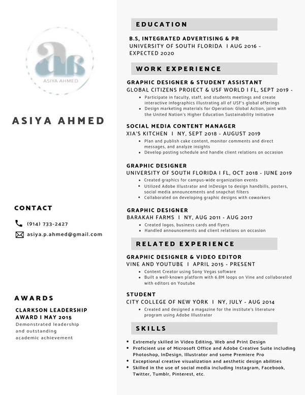 asiya ahmed - RESUME