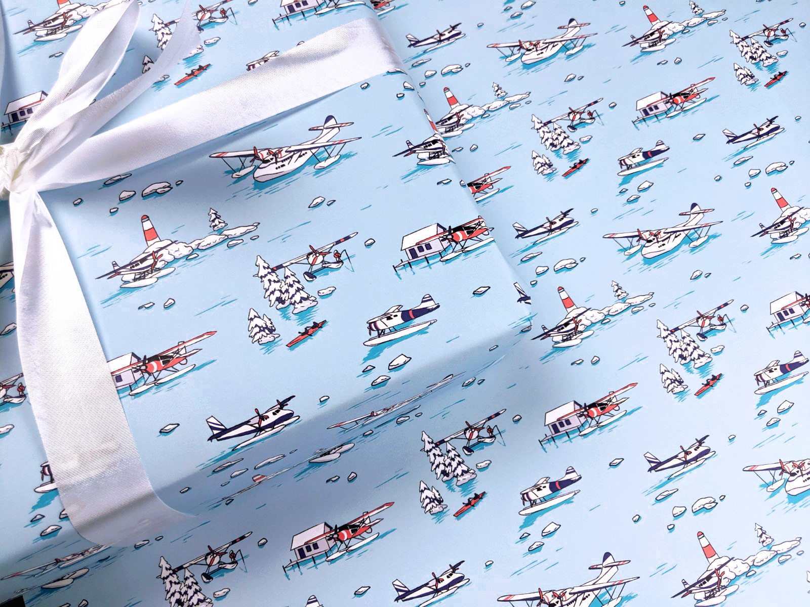 water plane surface pattern design on gift wrap