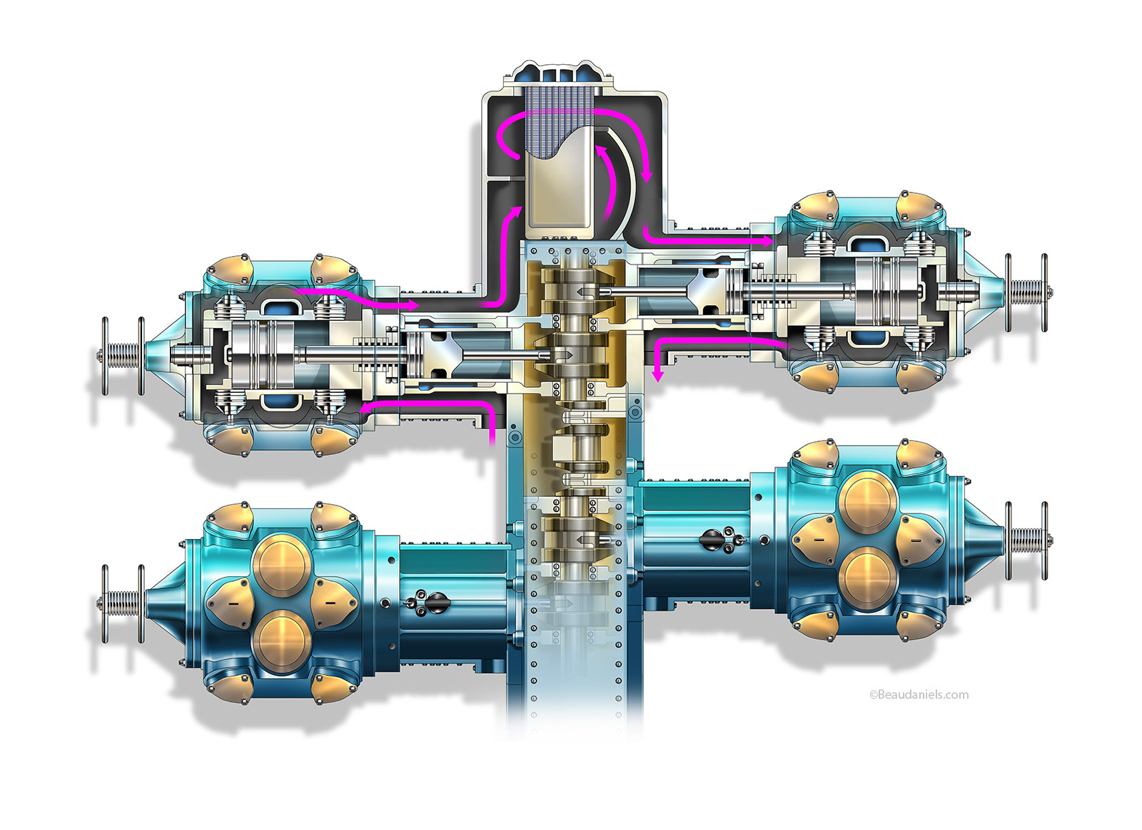 Technical illustration, Beau and Alan Daniels. Industrial