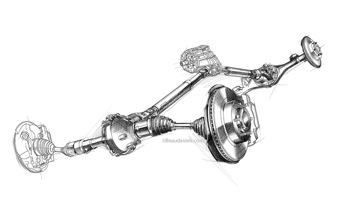Technical illustration, Beau and Alan Daniels. - Toyota FJ Cruiser project.