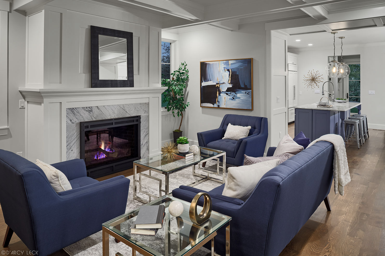 Architectural photographer D'Arcy Leck photographs the interior living room of an urban duplex for MMD Architecture Studio