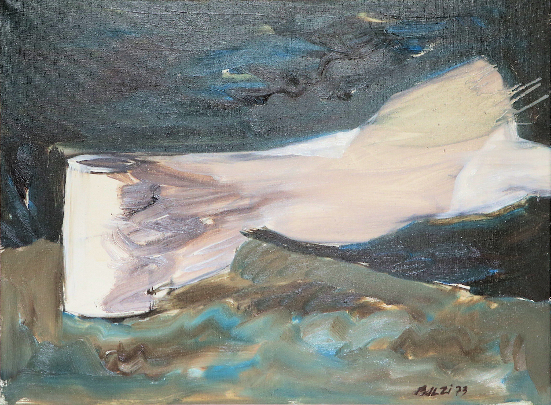 n.120 "Toilet Paper" Oil on canvas Year:1973  85 x 64cm