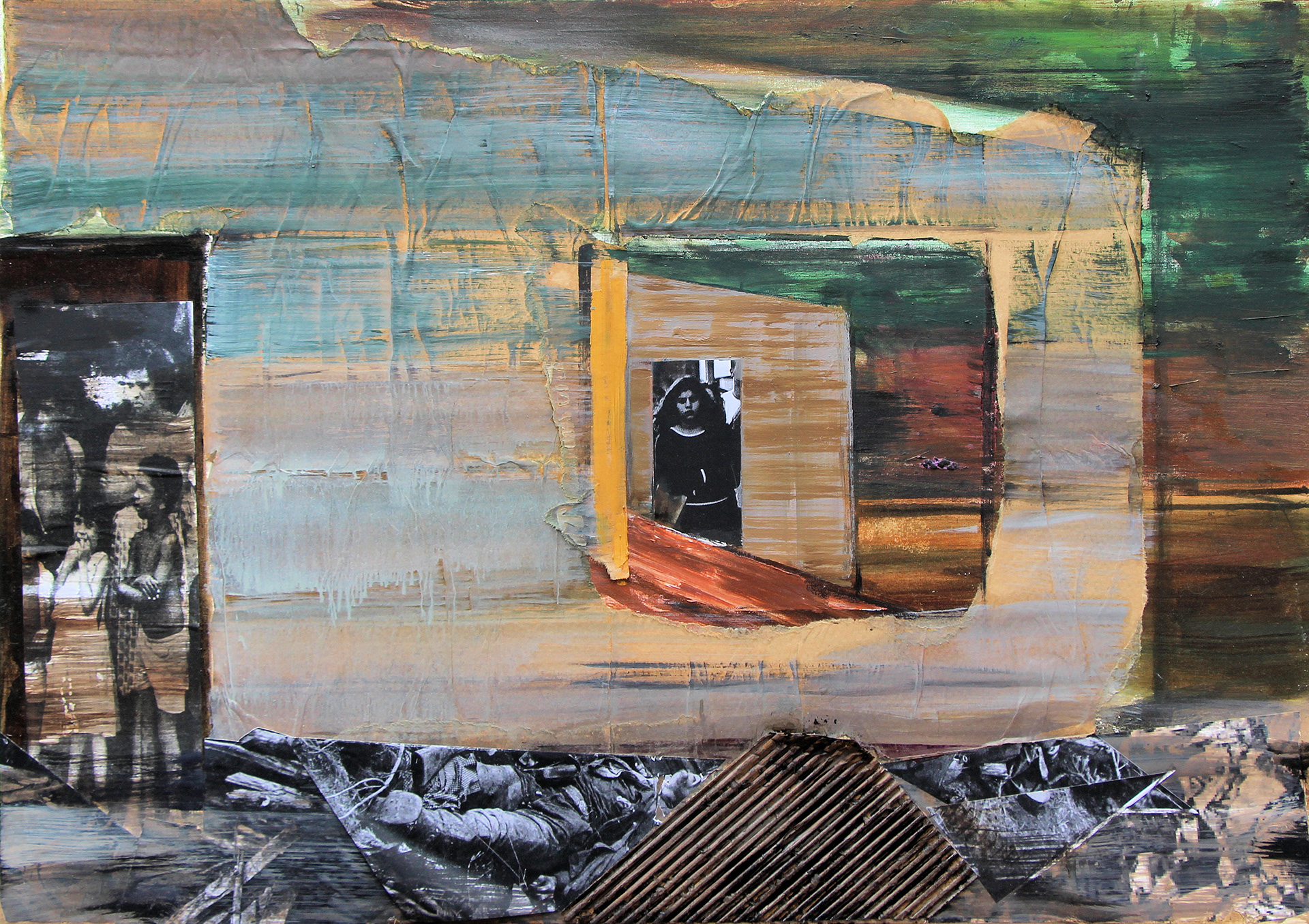 n.400 "Bento Rodrigues" Photo collage and oil on canvas. Year:2016 100 x 70cm