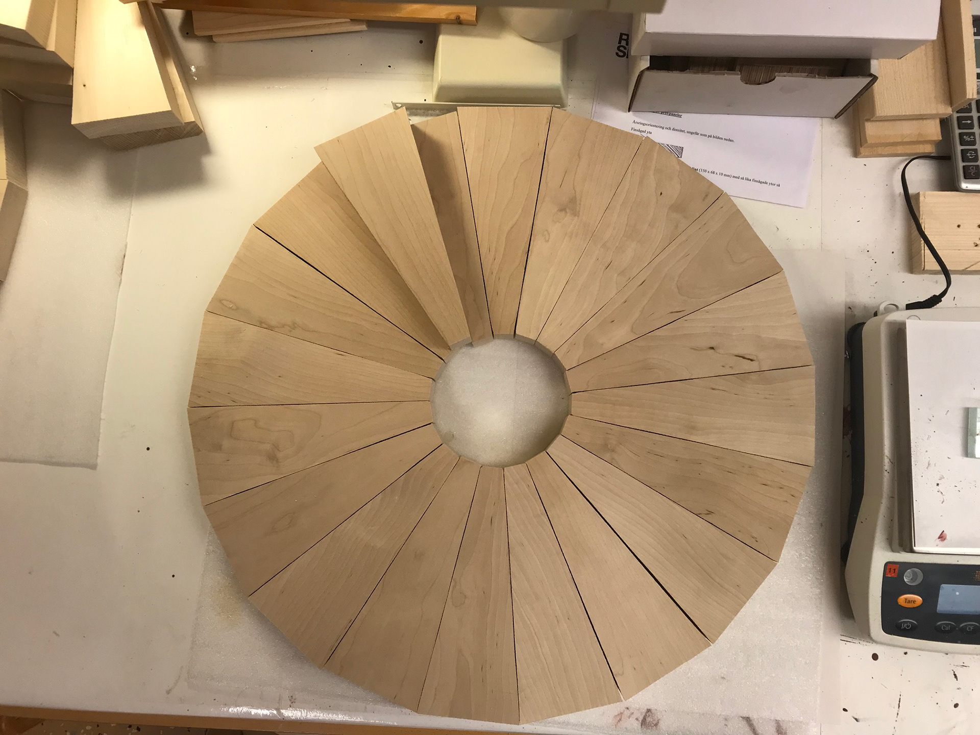Natural Birch wood. Ready to be exposed to sun and rain inside the weather-ometer.