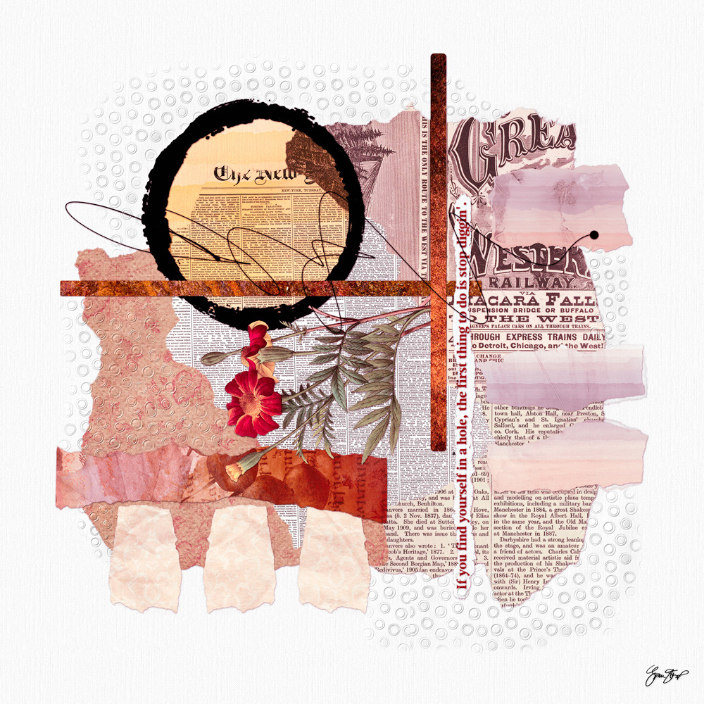 Mixed media collage art by Gina Startup