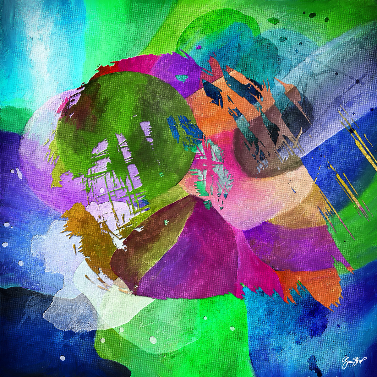 Mixed media abstract art by Gina Startup