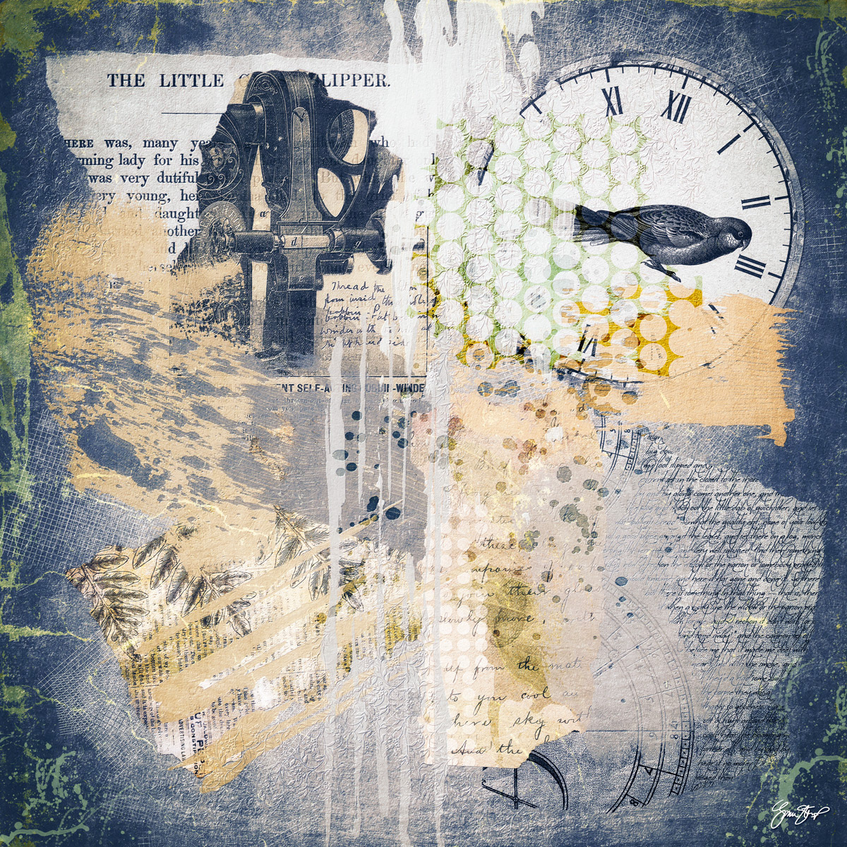 Mixed media collage art by Gina Startup
