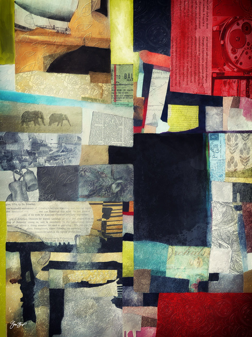 Mixed media Collage Art by Gina Startup