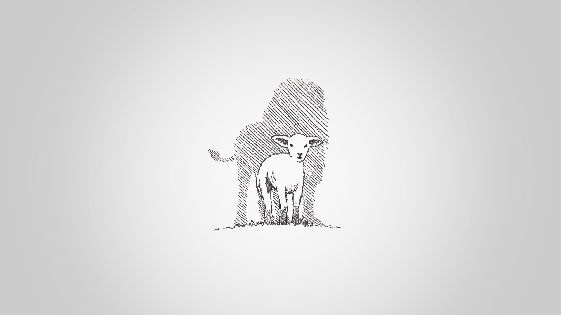 Custom Illustration of a Lamb standing in front of a Lion's shadow