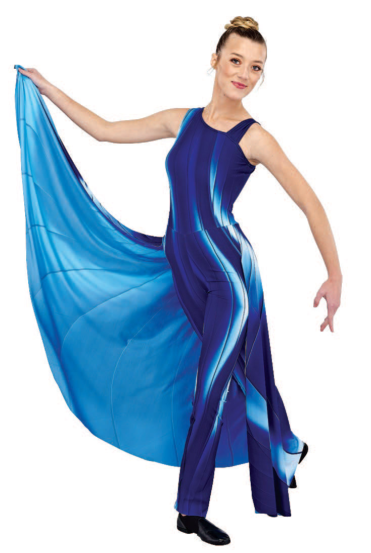 Asymmetric Sleeveless Unitard with Back Skirt
