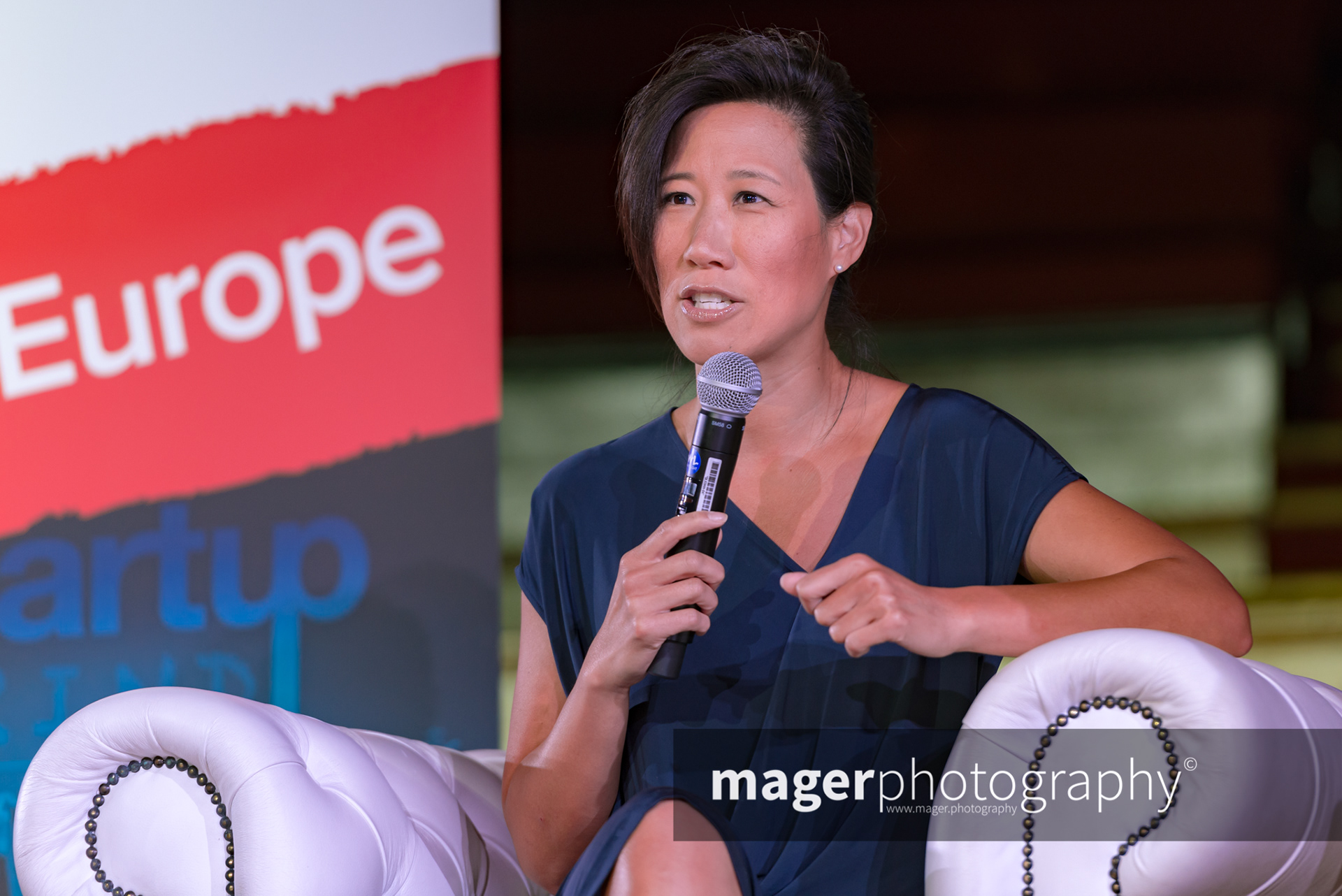 Eileen Burbidge interviewing Blablacar Founder Frédéric Mazella at Startup Grind Europe 2016 in London
