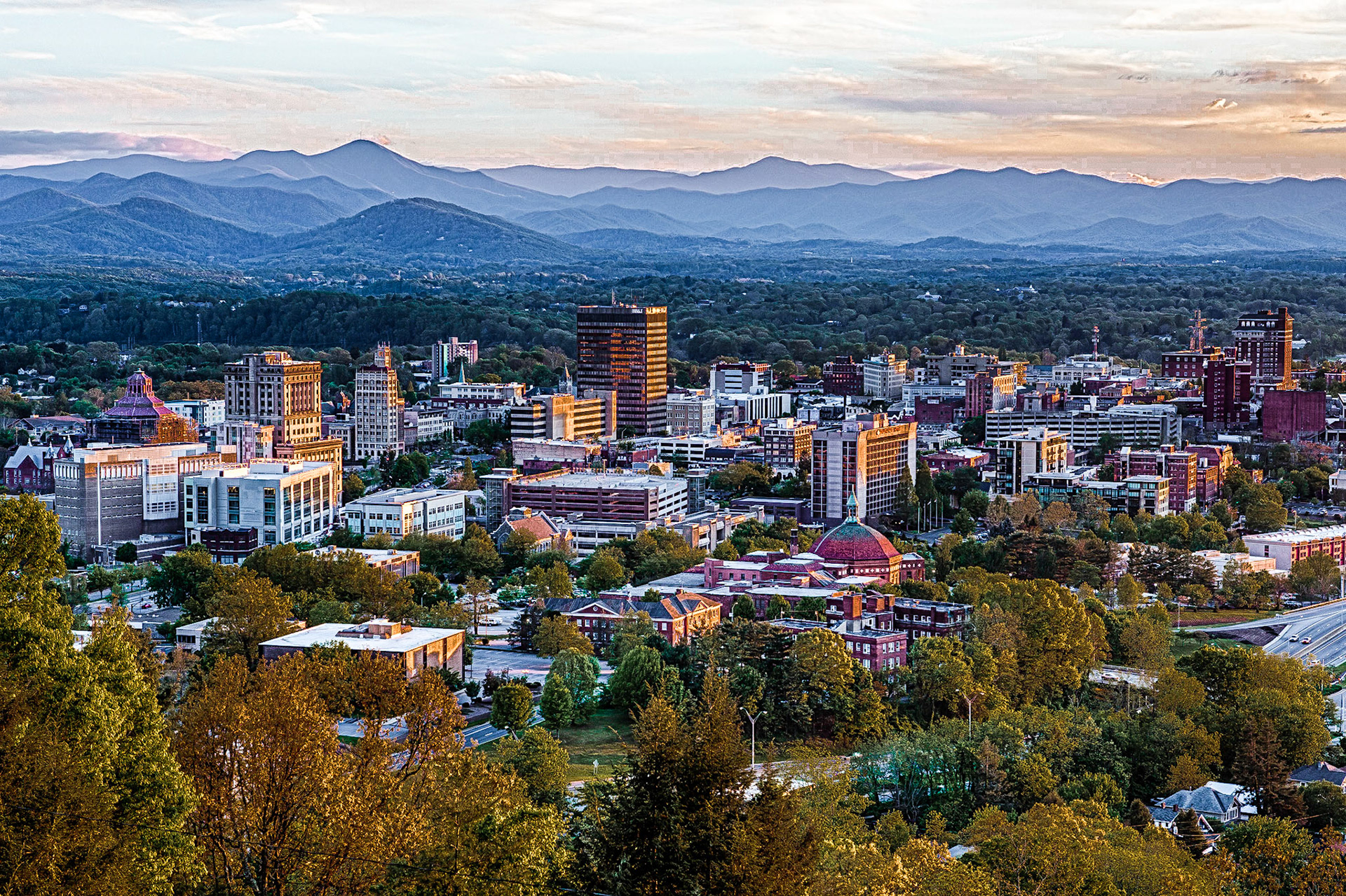 Asheville, North Carolina Skyline at Twilight