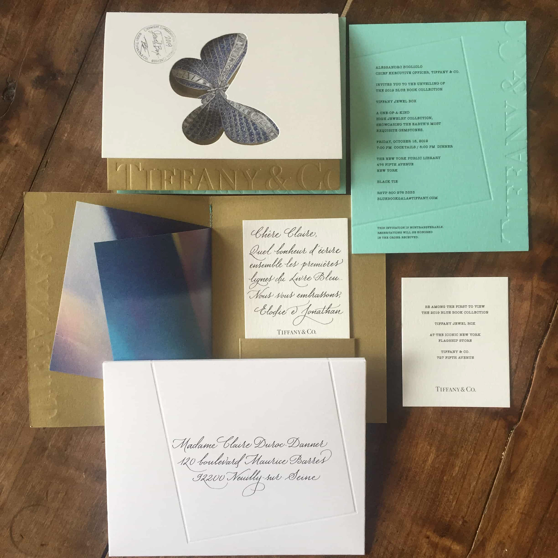 calligraphie enveloppes et mot pour tiffany&co