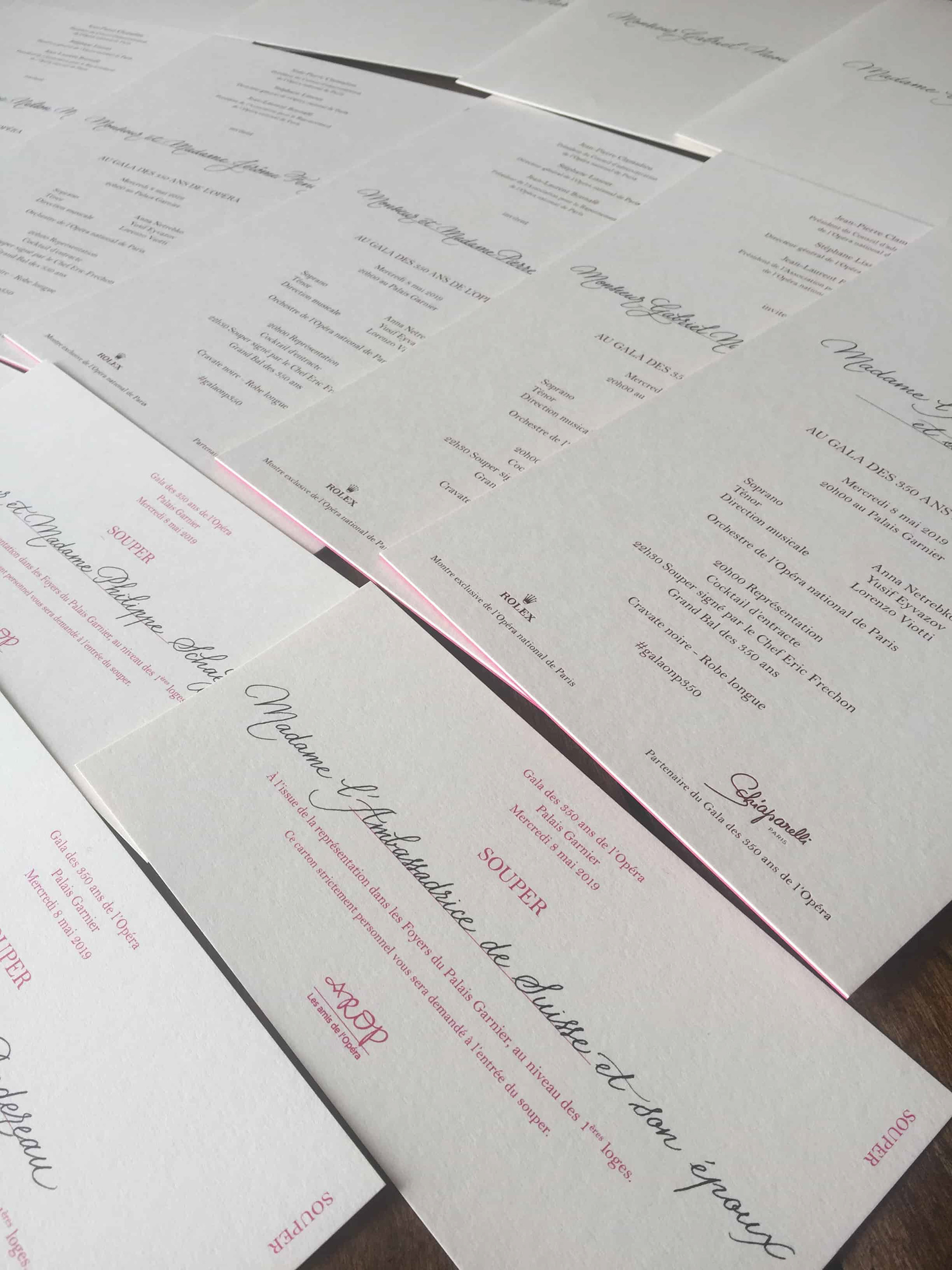calligraphies invitations pour rolex à l'opéra garnier