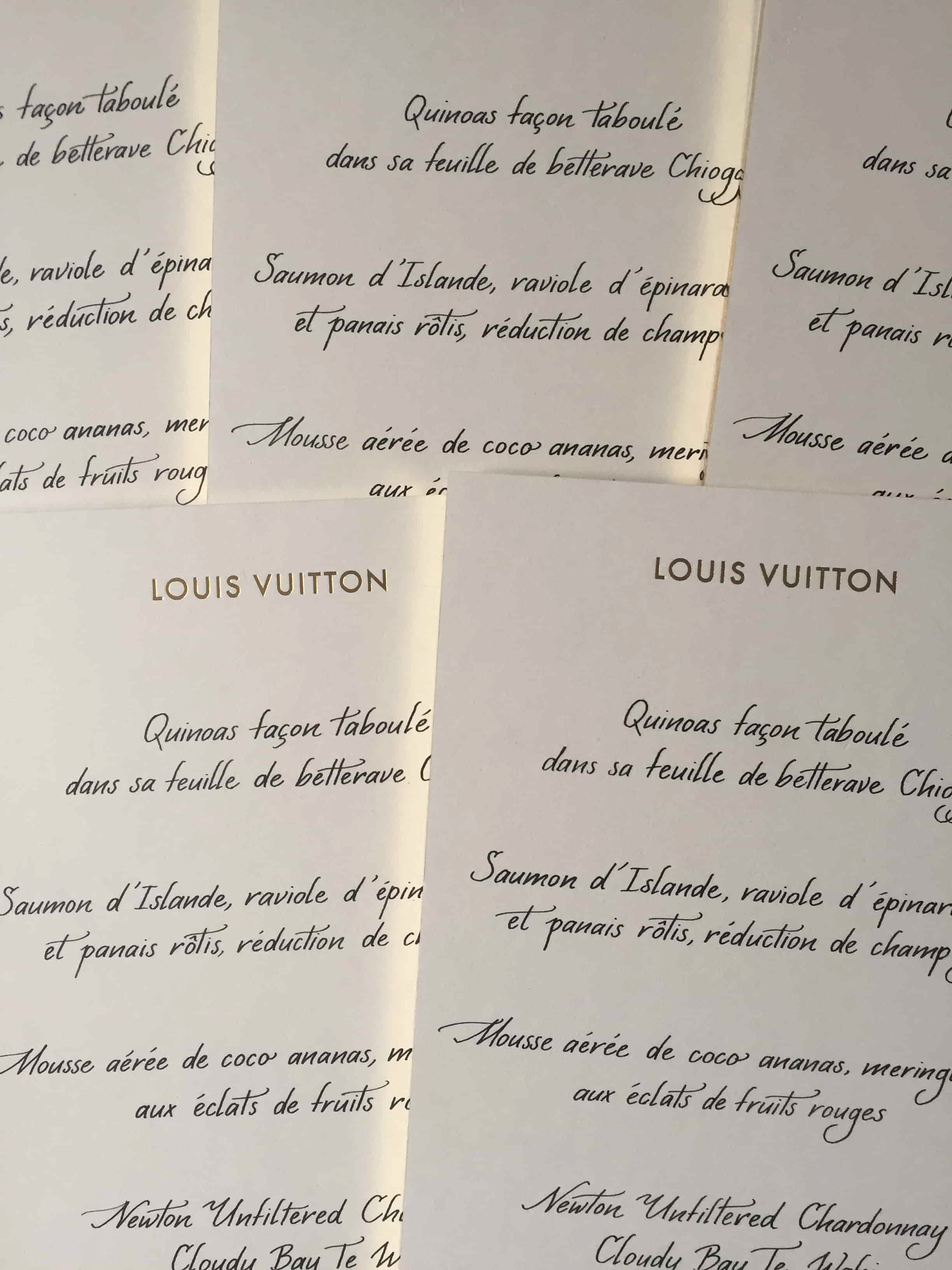 calligraphie classique pour menus diner louis vuitton