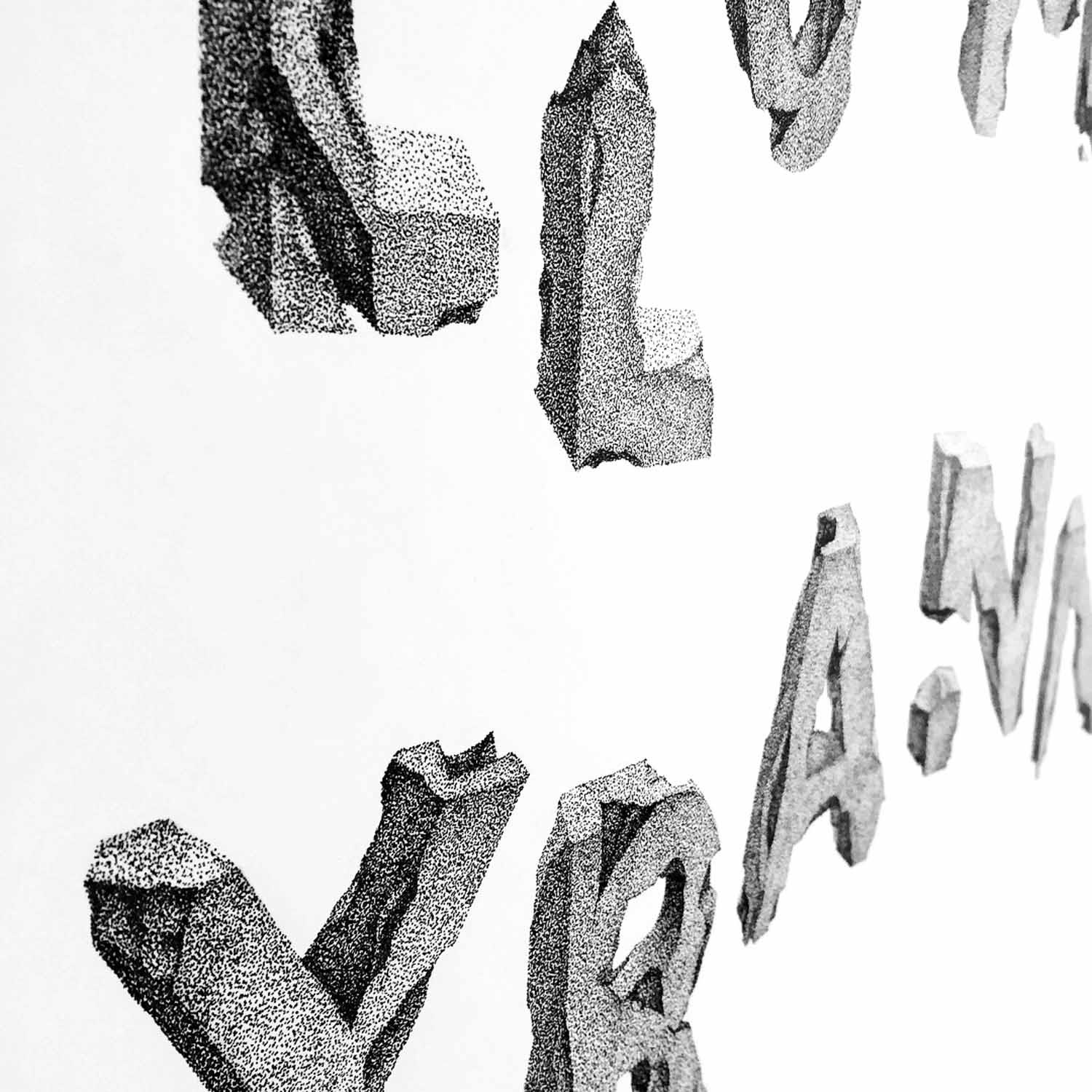 Détail de l'illustration au points Sic Semper Evello Mortem Tyrannis