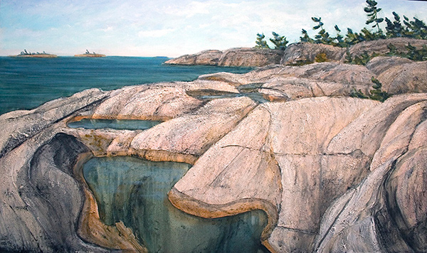 West Fox Island, 2016 - 3x5', Acrylic & Mixed Media on Canvas, AVAILABLE