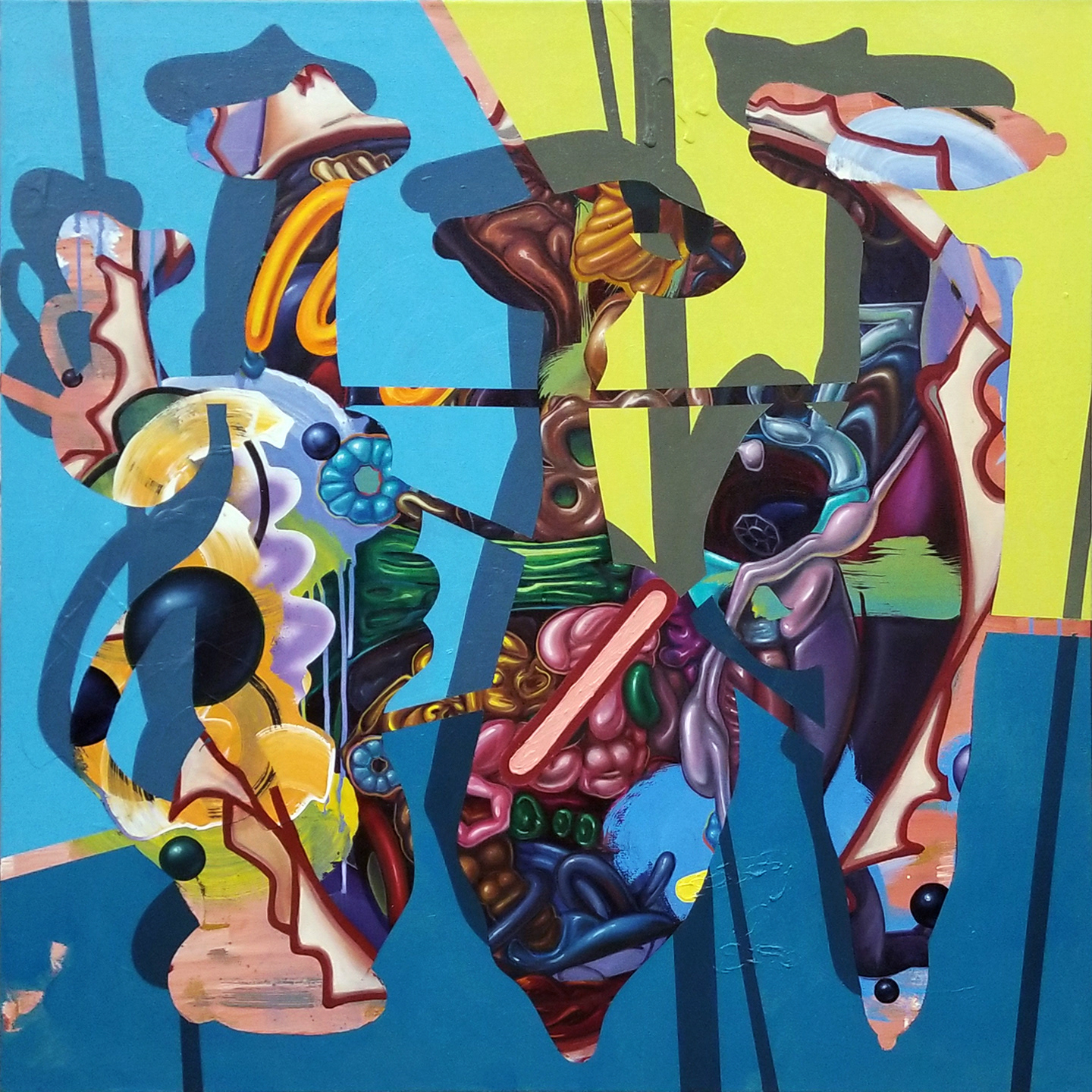 Gowned and Bagged 36" x 36" mixed media on canvas