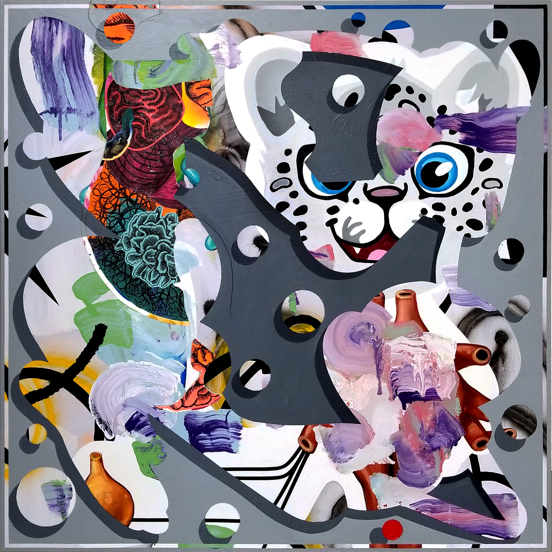 Hypnagogic Jerk 36" x 36" mixed media on canvas